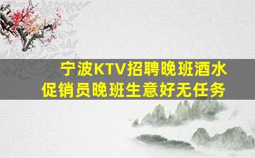 宁波KTV招聘晚班酒水促销员晚班生意好无任务